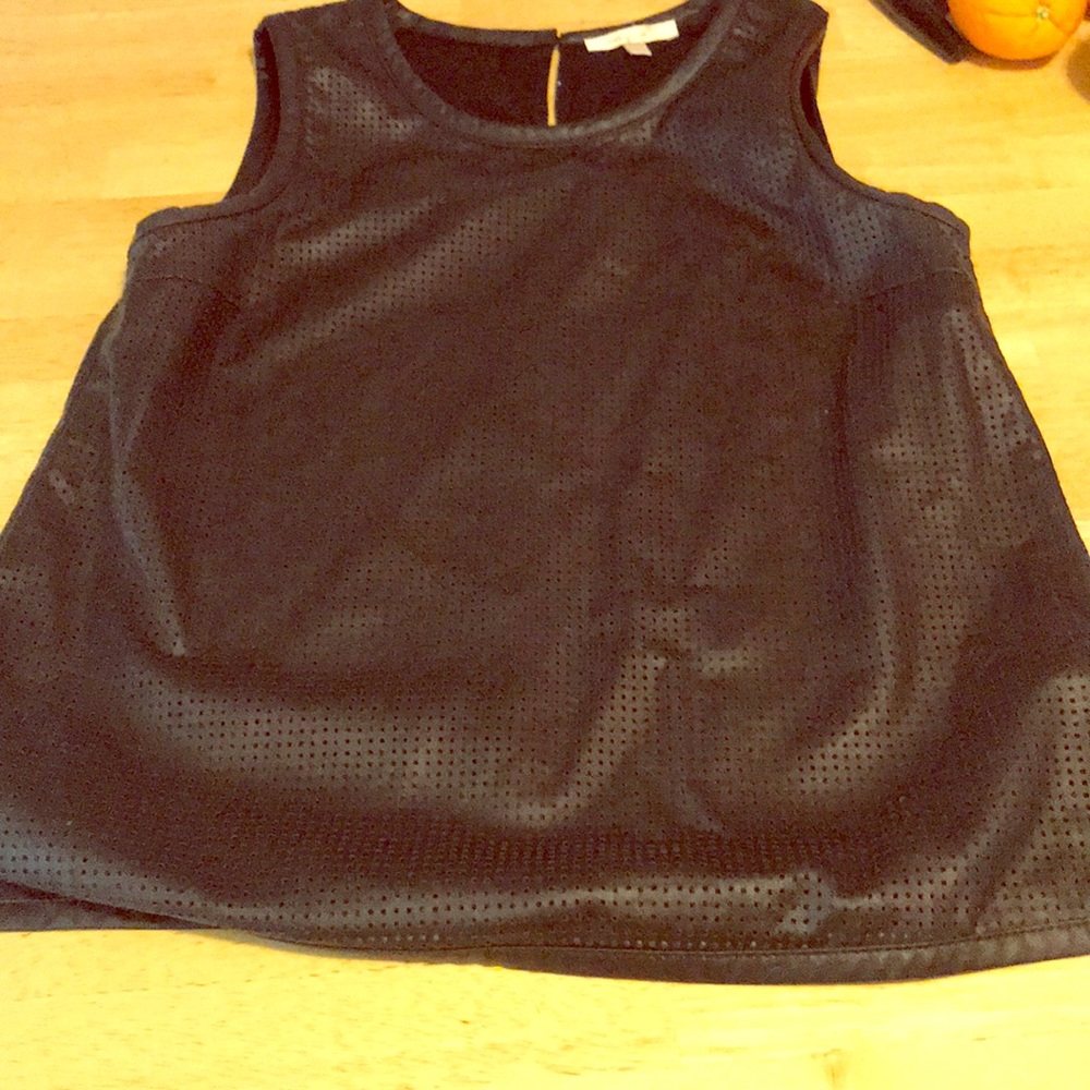 Black faux leather pointe tank